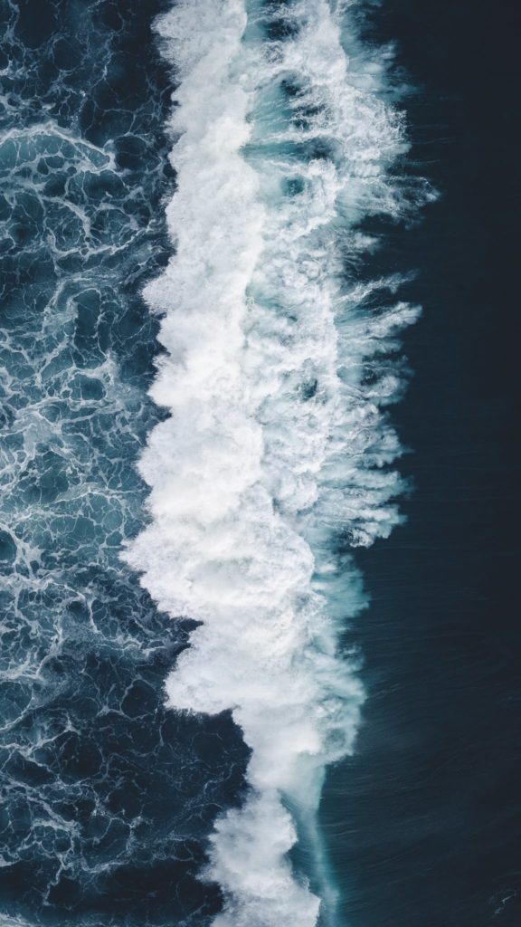 Aerial view of a breaking wave